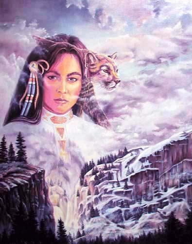 Indian Princess und Mountain Lion by Jonnie K. Kostoff