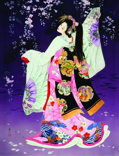 Japanerin, Geischa Sagi No Mai, Morita Dufex Alu Druck 16x21 cm