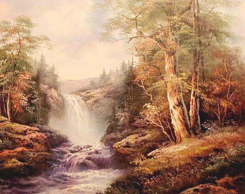 Landschaft und Wasserfall by Adina