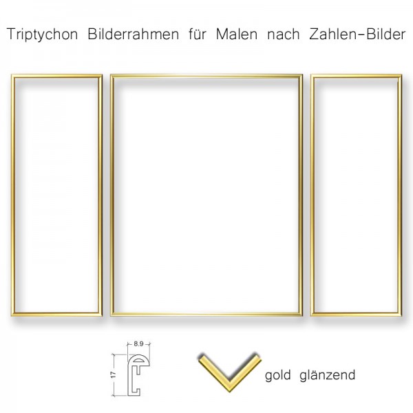 Triptychon Rahmen-Set gold für Malen nach Zahlen-Bilder