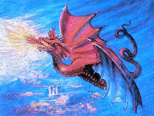 Roter Drache im Flug Alu Bild