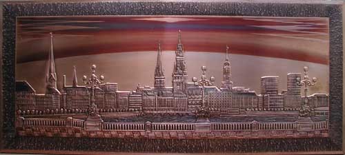 Hamburg, Binnenalster Kupferbild 53x121 cm