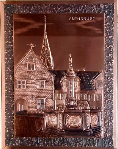 Kupfer-Relief-Bild 37x47 cm: Flensburg