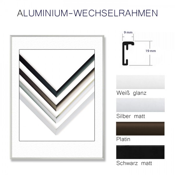 Alurahmen 40x50 cm Schwarz,Weiß, Silber, Platin