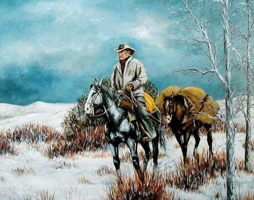 Poster 40x50 cm: Cowboy im Winter kaufen