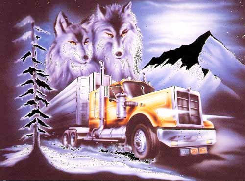 Truck und Wölfe