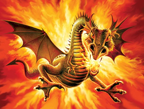 Feuerdrache, Drachen - Angriff Alu Bild
