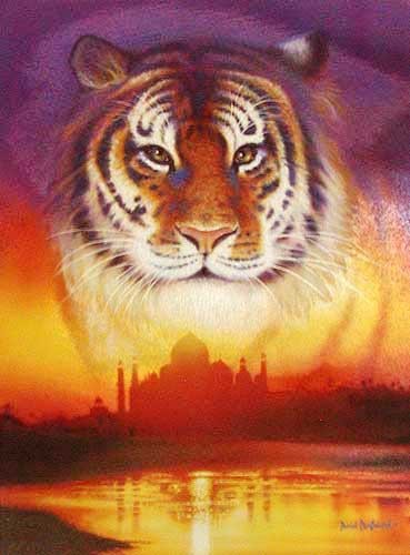 Tiger Fantasie mit Taj Mahal im Hintergrund, Penfound Dufex Alu Bild 16x21