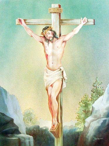 Christus am Kreuz Dufex Alubild 16x21 cm
