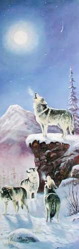 Heulender Wolf von Marianne Caroselli, Poster im schmalem Format 30x90 cm