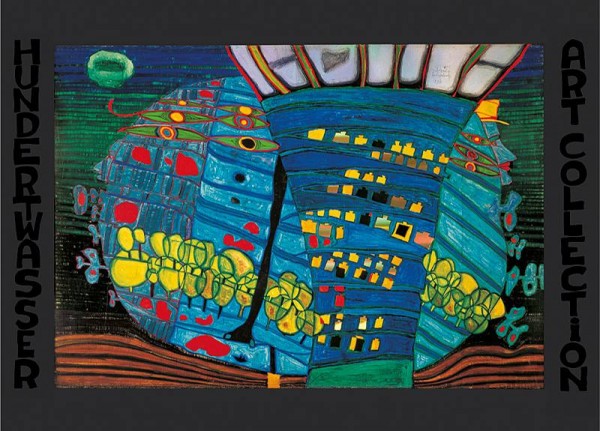 Der Blaue Mond Kunstdruck von Hundertwasser