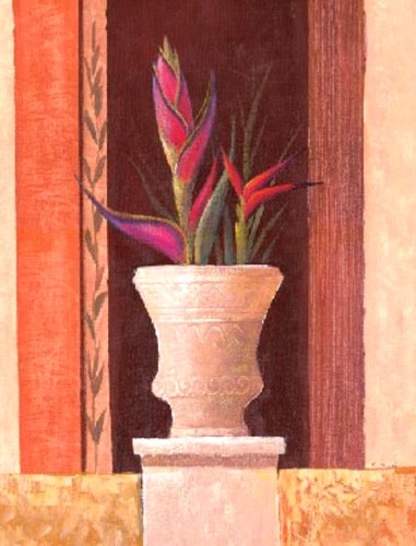 Stillleben, Bromelien auf Podest Kunstdruck