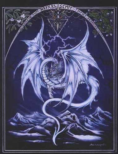 Weißer Drache Alubild white dragon Dufex Bild 16x21 cm