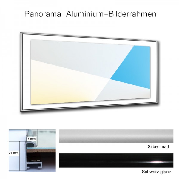 Aluminium Bilderrahmen 50x150 cm, silber oder schwarz