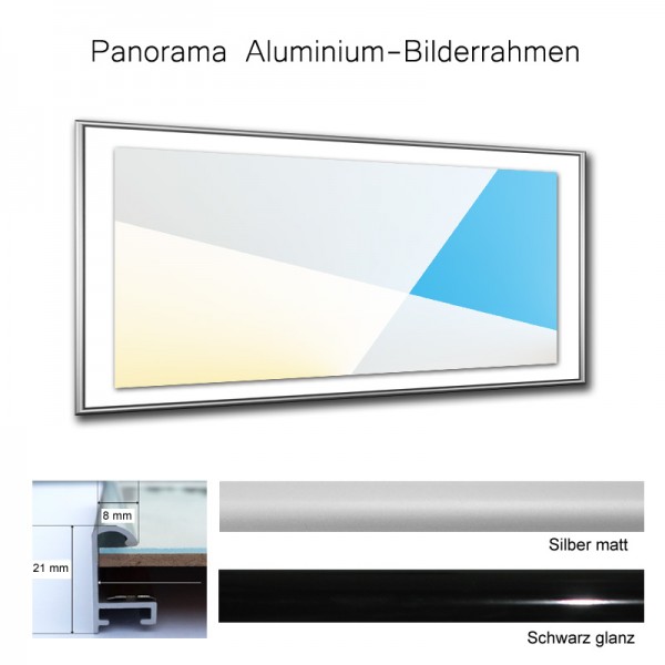 Alurahmen 50x80 / 80x50 cm in Silber matt und Schwarz glanz