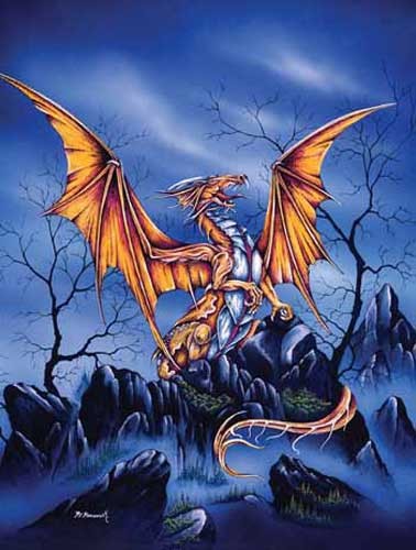 Goldener Drache Alu Bild 16x21 cm Dufex Alubild