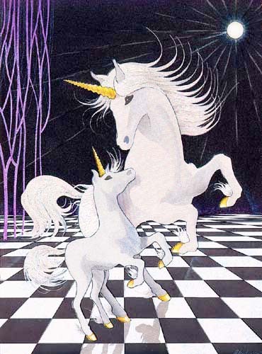 Einhorn und Fohlen Alu Bild