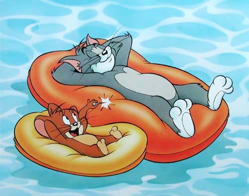 Tom und Jerry auf Luftmatratzen Poster