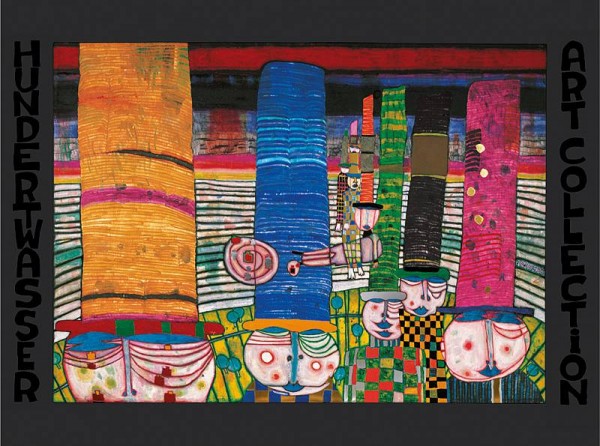 Hüte Tragen Kunstdruck von Hundertwasser