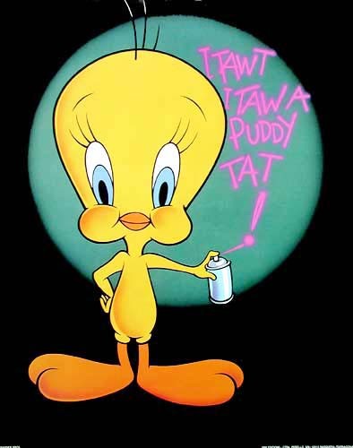 Tweety mit Spraydose Poster 40x50 cm