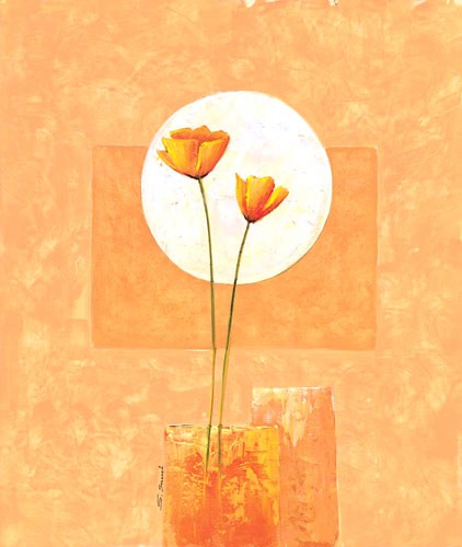 Gelbe Mohnblumen mit abstraktem Hintergrund