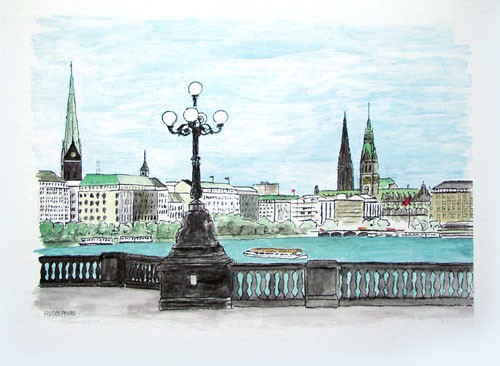 Hamburg, Alster Kunstdruck