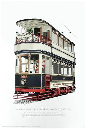 Straßenbahn von Birmingham Druck 40x60 cm