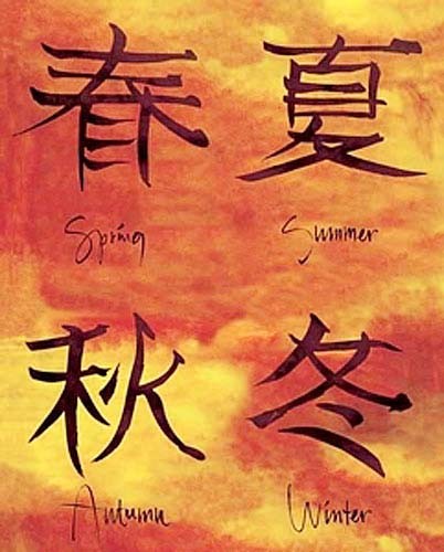 Chinesische Zeichen für vier Jahreszeiten -Poster