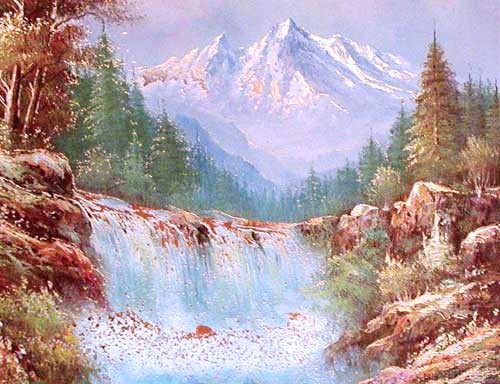 Landschaft mit Wasserfall by Michaja