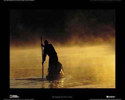 Ein Mann im Boot am Sambesi - Poster
